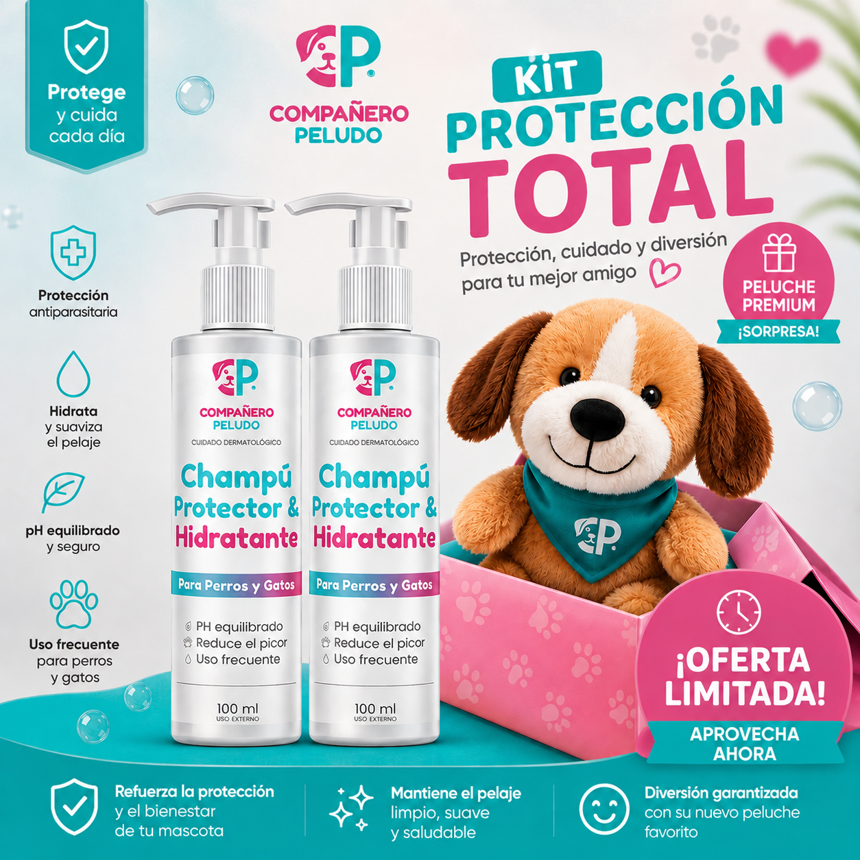 Champú Protector & Hidratante 100ml – Compañero Peludo (Cópia)
